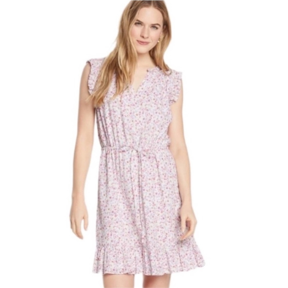 Draper James floral flutter popover tie waist dress size Small